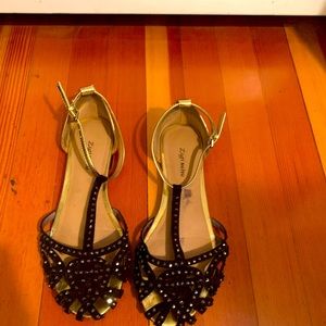 T-strap sparkly flats
